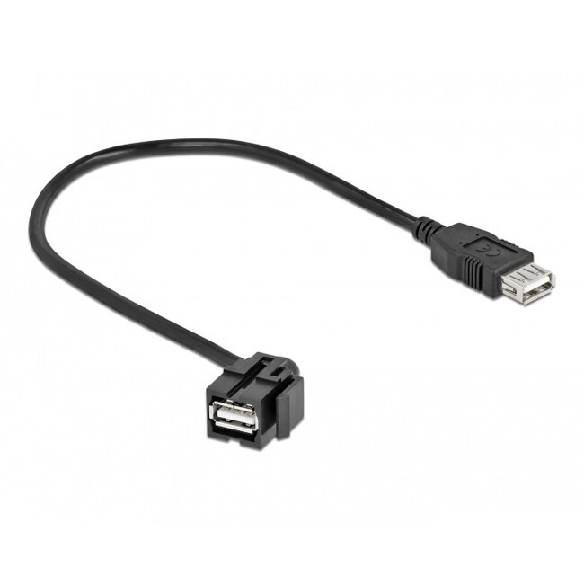 USB-A Winkel Keystone Modul 110° nach unten | USB2.0 | Schwarz | 0,30 m