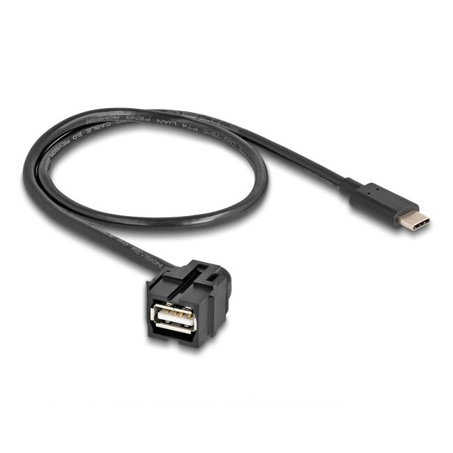 USB-A Winkel Keystone Modul (110° oben) - USB-C (m) | USB 2.0 | Schwarz | 0,50 m