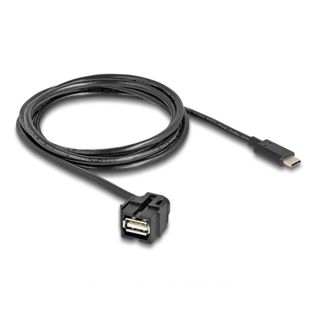 USB-A Winkel Keystone Modul 110° oben - USB-C (m) | USB 2.0 | Schwarz | 1,5 m