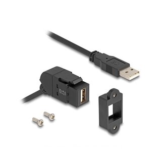 DeLOCK USB-A Winkel Keystone Modul - USB-A (m) | Einbaurahmen | USB 2.0 | Schwarz | 0,30 m