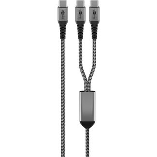 Goobay Goobay USB-C™ Textilkabel, 60 W Power Delivery, 1,5 m, Schwarz/Grau