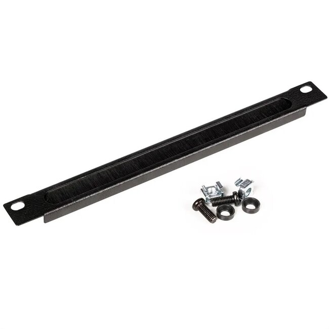 10 Zoll Durchführungsplatte mit Bürste | 0,5U | Schwarz