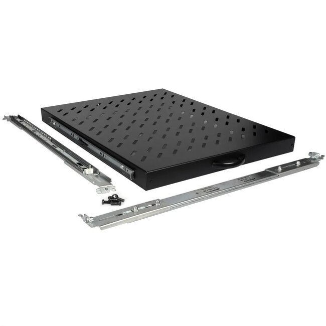 19 Zoll ausziehbares Regalbrett | 55 cm tief | max. 25 kg | 1U | schwarz