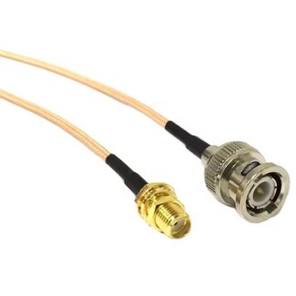 Universal SMA (w) Einbaubuchse - BNC (m) Adapterkabel | RG316 | 50 Ohm | 0,30 m