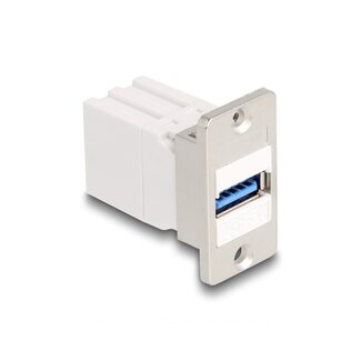 DeLOCK USB-A Keystone Modul mit Einbaurahmen | USB 3.0 5 Gbps | Weiß