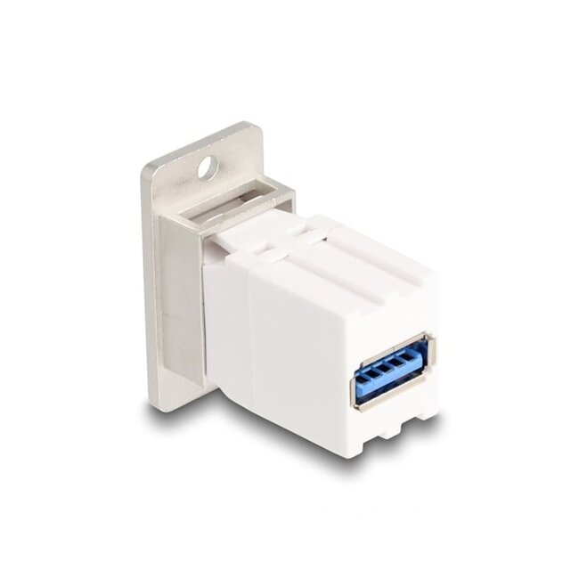 USB-A Keystone Modul mit Einbaurahmen | USB 3.0 5 Gbps | Weiß