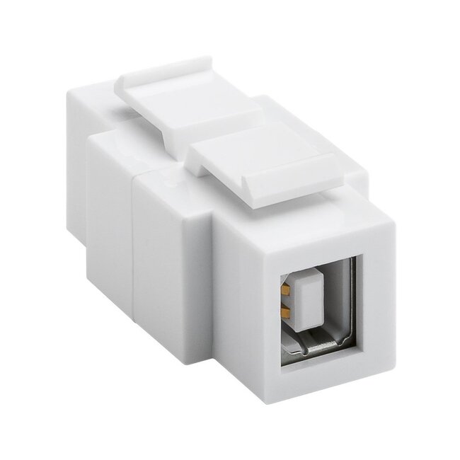 USB-A - USB-B Keystone Modul | vertikal | beidseitig | USB 2.0 | weiß