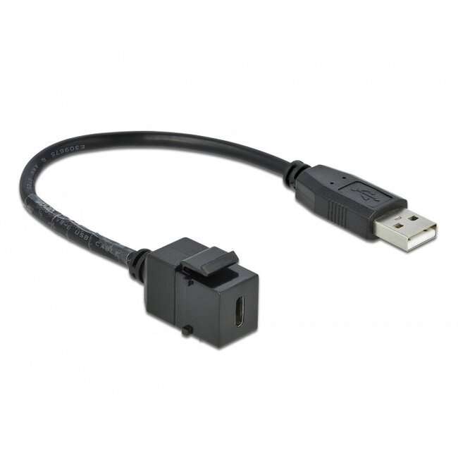 USB-C Keystone Modul - USB-A (m) | USB 2.0 | Schwarz | 0,25 m
