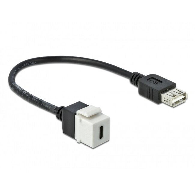 USB-C Keystone Modul - USB-A (v) | USB 2.0 | Weiß | 0,25 Meter