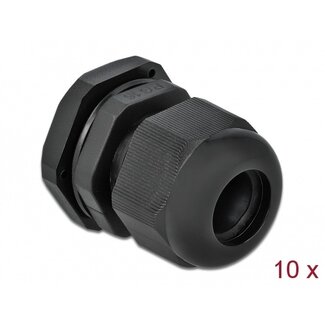 DeLOCK Kabelverschraubung PG16 10-14 mm IP68 Schwarz 10 Stück