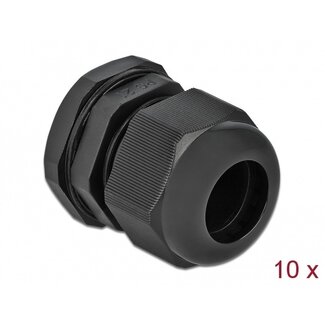 DeLOCK Kabelverschraubung PG21 13-18 mm IP68 Schwarz 10 Stück