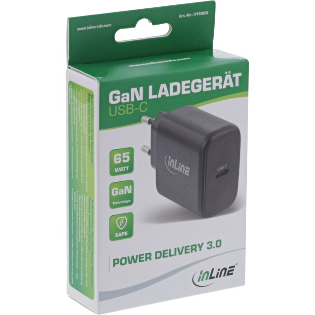 InLine USB Heimladegerät | 1x USB-C PD | GaN | 65W