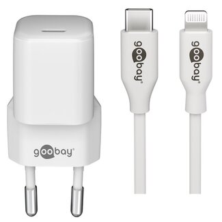 Goobay Goobay Nano USB-C PD Heimladegerät 30W mit Lightning-Kabel 1m Weiß