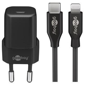 Goobay Goobay Nano USB-C PD Heimladegerät 30W mit Lightning-Kabel 1m Schwarz
