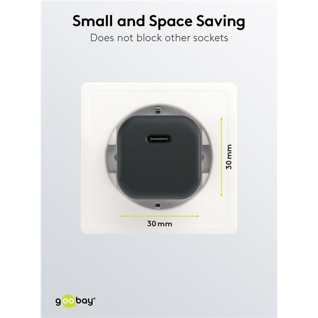 Goobay Nano USB-C PD Heimladegerät 30W mit Lightning-Kabel 1m Schwarz