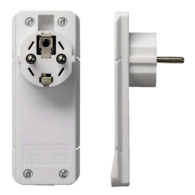 Bachmann CEE 7/7 Schutzkontaktstecker | flach ohne Griff | weiß