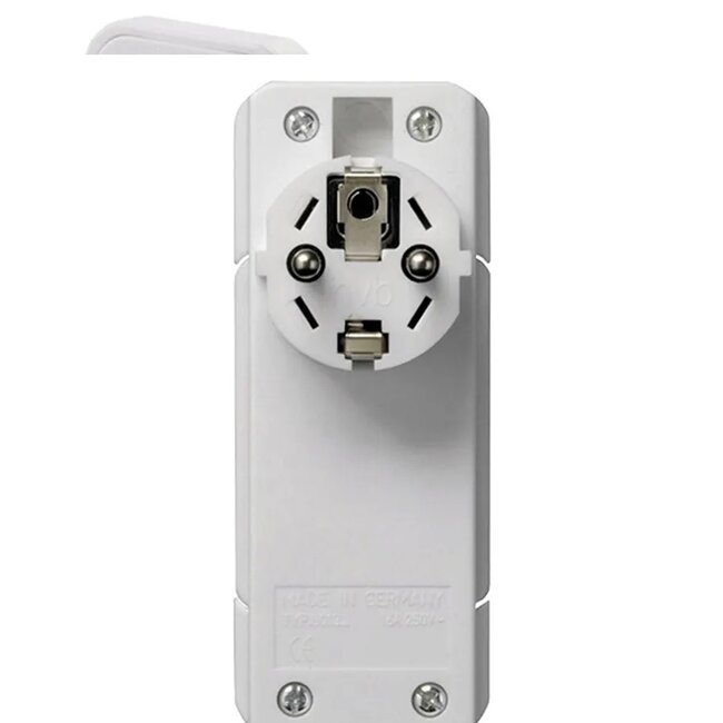 Bachmann CEE 7/7 Schutzkontaktstecker | flach mit Hebel | weiß