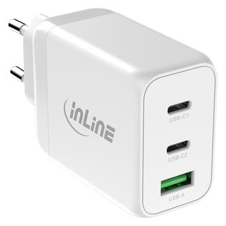 InLine InLine USB Heimladegerät | 2x USB-C PD + 1x USB-A QC4+ | GaN | 65W | Weiß