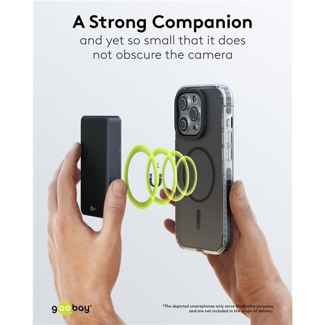 Goobay Powerbank | Kabelloses Laden + USB-C PD 20W | Qi + MagSafe | 10.000 mAh