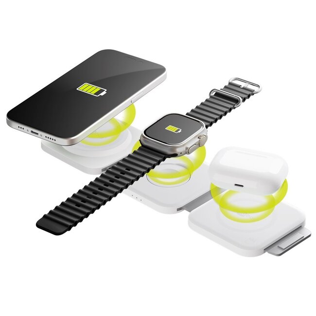 Goobay 3-in-1 kabelloses Qi-Ladegerät | 15W + 5W + 2,5W