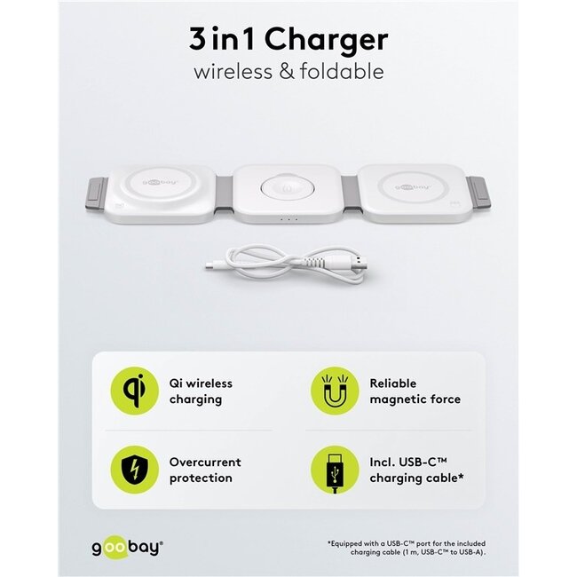 Goobay 3-in-1 kabelloses Qi-Ladegerät | 15W + 5W + 2,5W