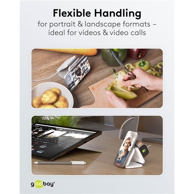 Goobay 3-in-1 kabelloses Qi-Ladegerät | 15W + 5W + 2,5W