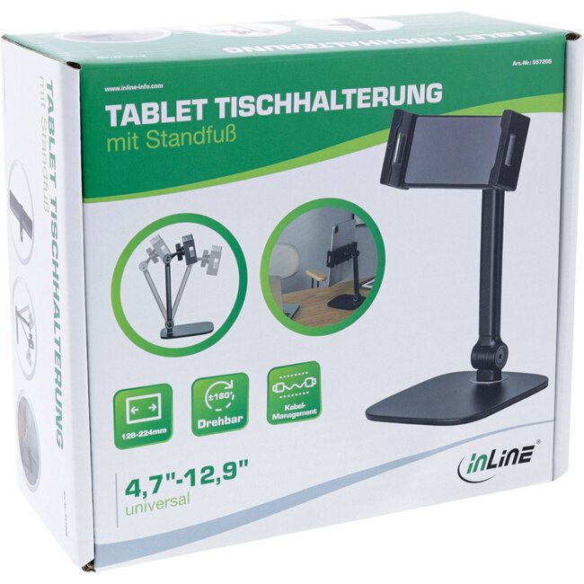 InLine Tablet-Tischhalterung | bis 12,9 Zoll | Schwarz