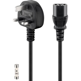 Goobay Goobay IEC-Kabel UK, 1,5 m, schwarz, (3x1 mm²)