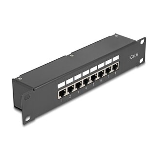 DeLOCK Delock 10 Zoll Patchpanel | 8x RJ45 | CAT6 | STP | 1U | Schwarz