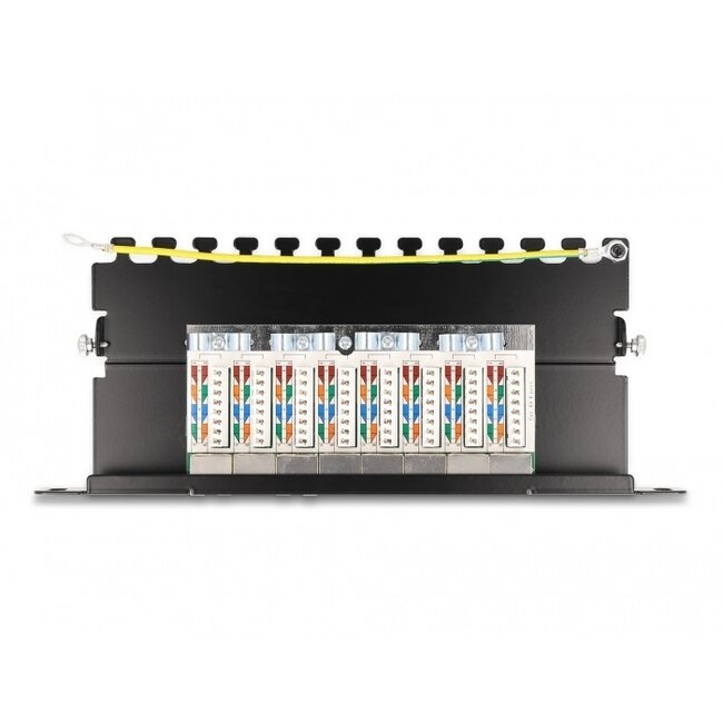 Delock 10 Zoll Patchpanel | 8x RJ45 | CAT6a | STP | 0,5U | Schwarz