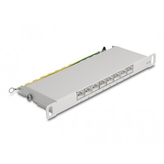 DeLOCK Delock 10 Zoll Patchpanel | 8x RJ45 | CAT6a | STP | 0,5U | Grau