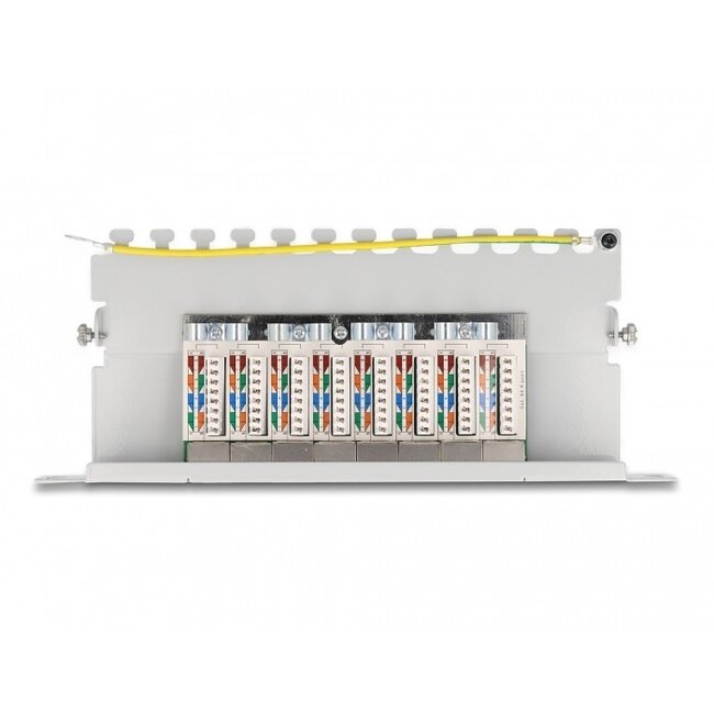 Delock 10 Zoll Patchpanel | 8x RJ45 | CAT6a | STP | 1U | Grau