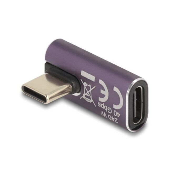 Delock USB-C Winkeladapter | Links/Rechts gedreht | USB4 40 Gbps | PD 240W | 8K 60Hz