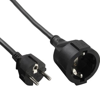 InLine CEE 7/7 Stecker auf CEE 7/3 Kupplung Verlängerungskabel | 3x1,5mm² | Schwarz | 20m