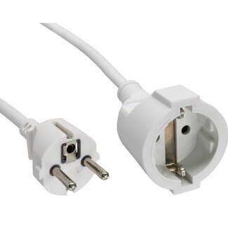 InLine CEE 7/7 Stecker auf CEE 7/3 Kupplung Verlängerungskabel | 3x1,5mm² | Weiß | 15m