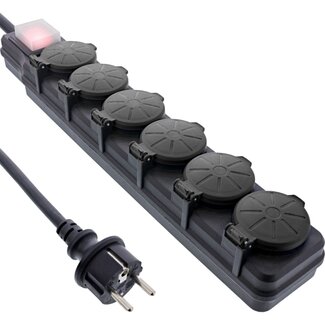 InLine IP44 Outdoor-Steckdosenleiste 6-fach mit Schalter 5m