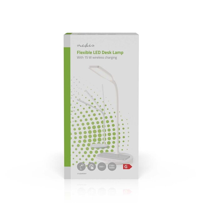 Nedis Schreibtischlampe mit kabellosem Qi-Ladegerät | 15W | Weiß
