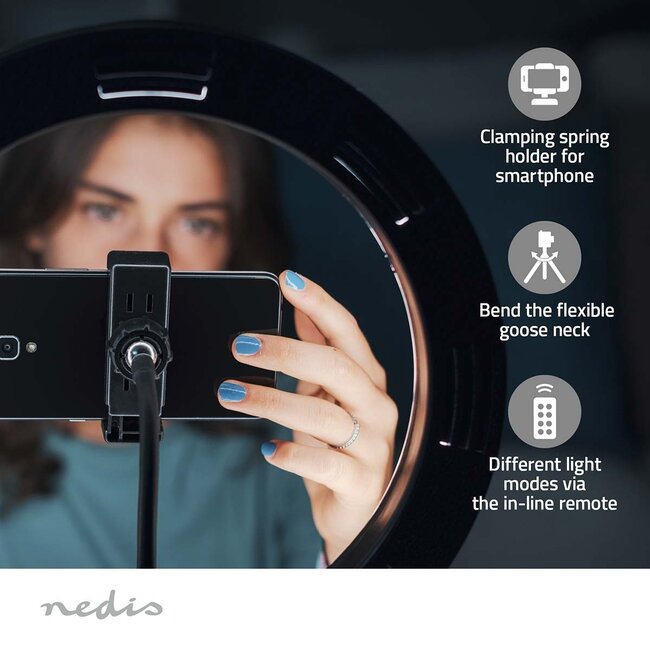 Nedis Smartphone Tischhalter mit Ringlicht | Kompakt