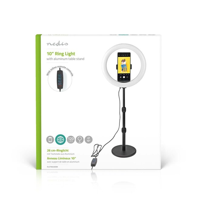 Nedis Smartphone-Tischhalter mit Ringlicht | Aluminium