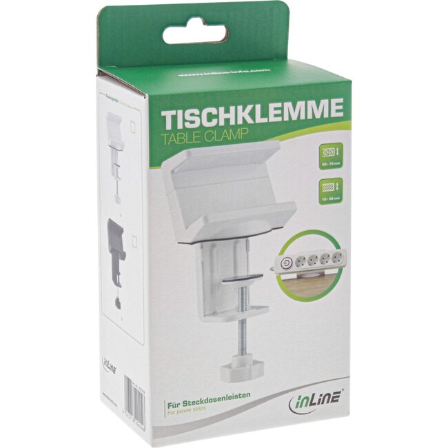 InLine Steckdosenleiste Tischbefestigung | Schraubklemme | Tischplatte bis 50mm | Schwarz