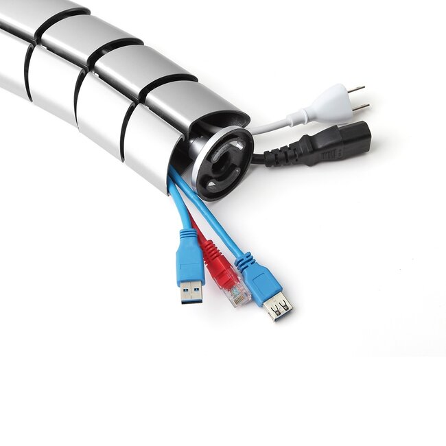 My Wall flexible Schreibtisch-Kabelrinne | Schraubbefestigung | 73 cm | Silber