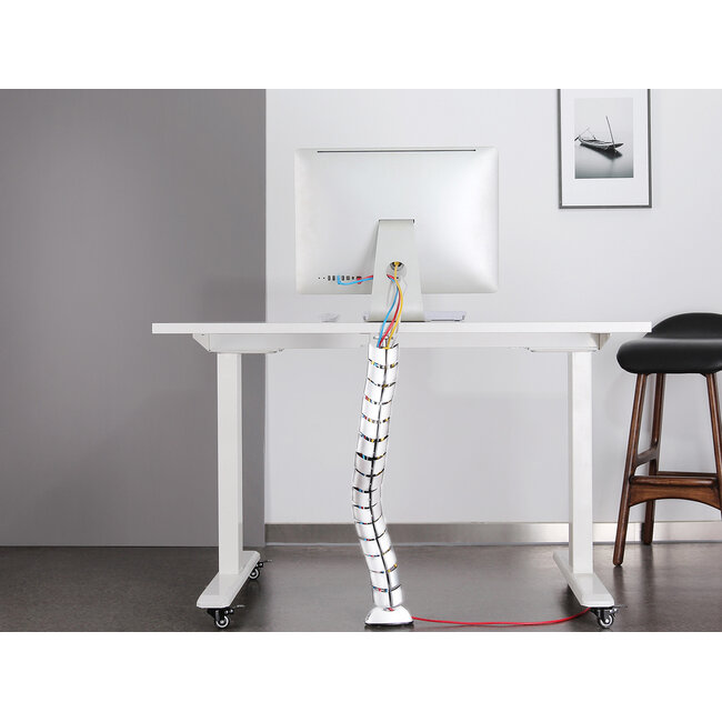 My Wall flexible Kabelwanne für Schreibtisch | Schraubbefestigung | 73 cm | Weiß