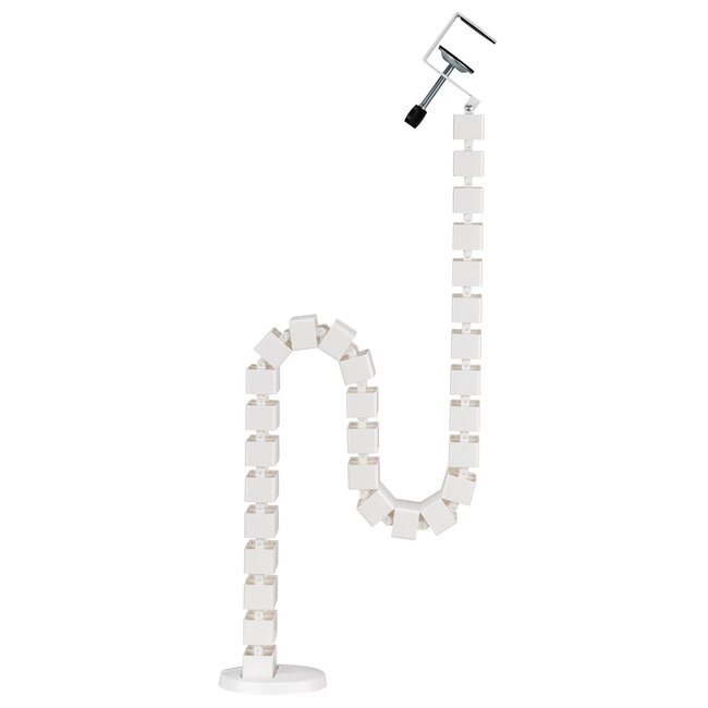 My Wall Flexibler Kabelkanal für Schreibtisch | Tischklemme | 134 cm | Weiß