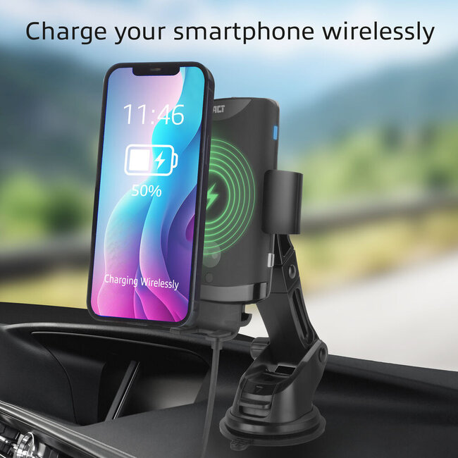 ACT Smartphone Autohalterung | automatische Verriegelung | Fenster- und Lüftungshalterung | kabelloses Laden
