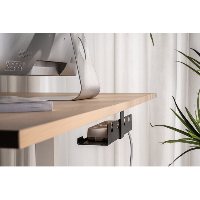 My Wall Steckdosenhalter für unter den Schreibtisch | 32 cm | Schwarz