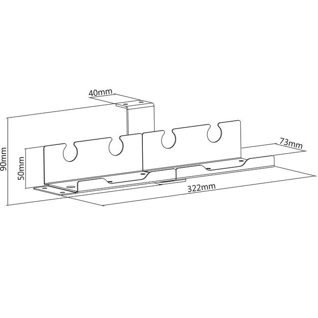 My Wall Steckdosenhalter für unter den Schreibtisch | 32 cm | Schwarz