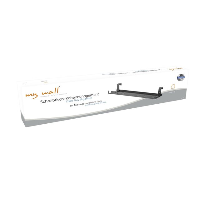 My Wall Schreibtisch Kabelkanal mit Schraub- und Hängebefestigung | 59 x 7,4 cm | Schwarz