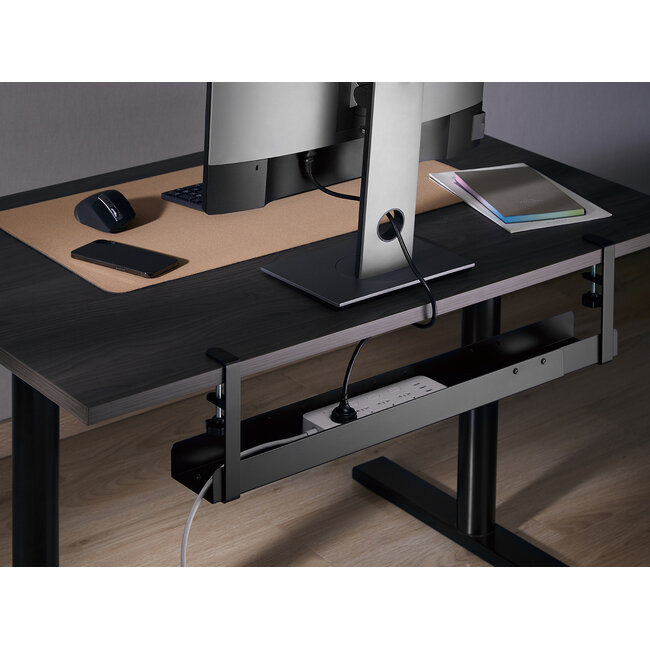 My Wall Schreibtisch Kabelkanal mit Klemmhalterung | 80/100/120 x 15,7 cm | Schwarz