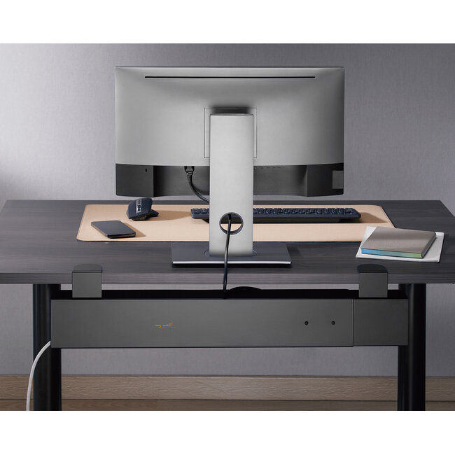 My Wall Schreibtisch Kabelkanal mit Klemmhalterung | 80/100/120 x 12,8 cm | Schwarz