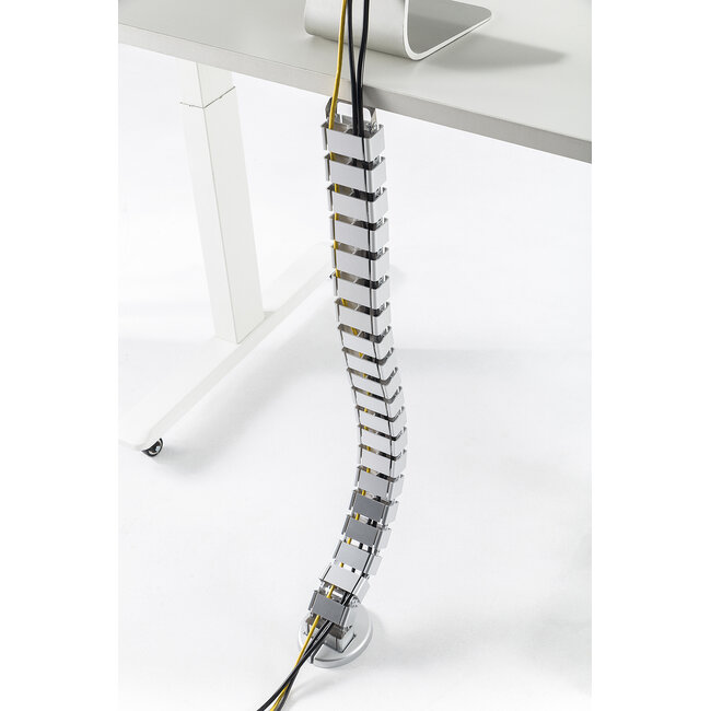 My Wall flexible Schreibtisch-Kabelrinne | Schraubbefestigung | 128 cm | Silber